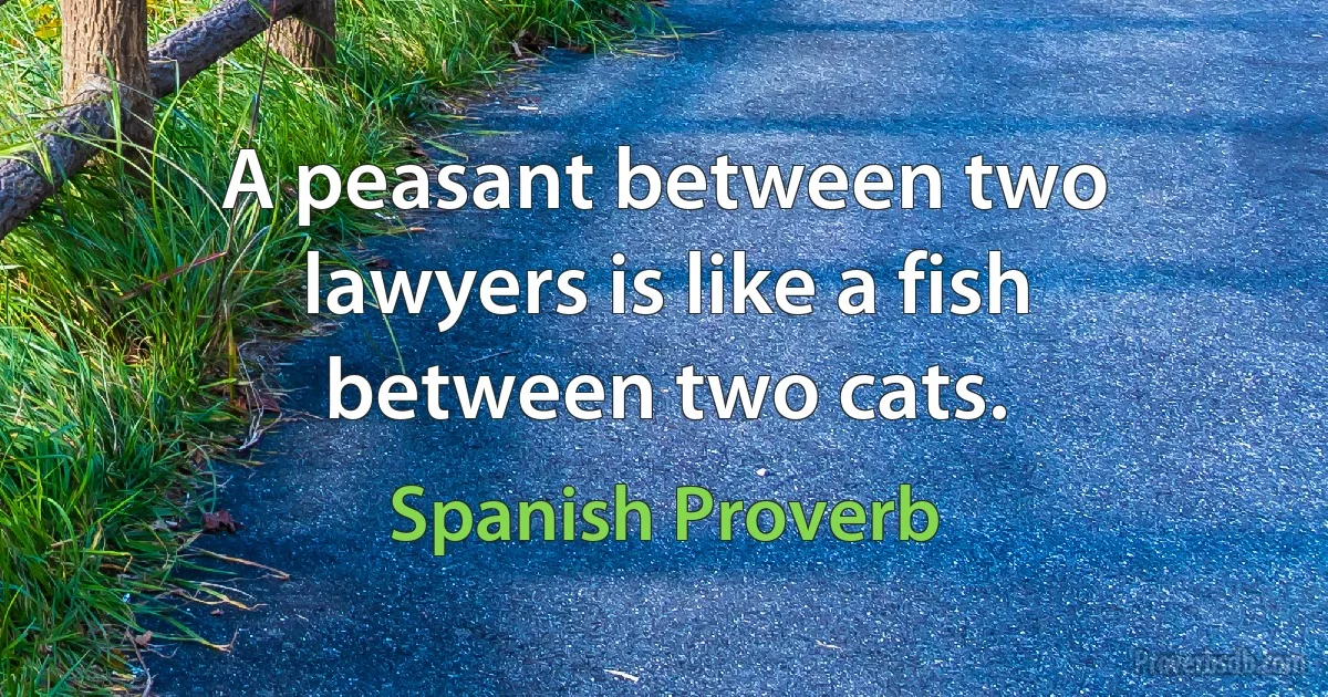 A peasant between two lawyers is like a fish between two cats. (Spanish Proverb)