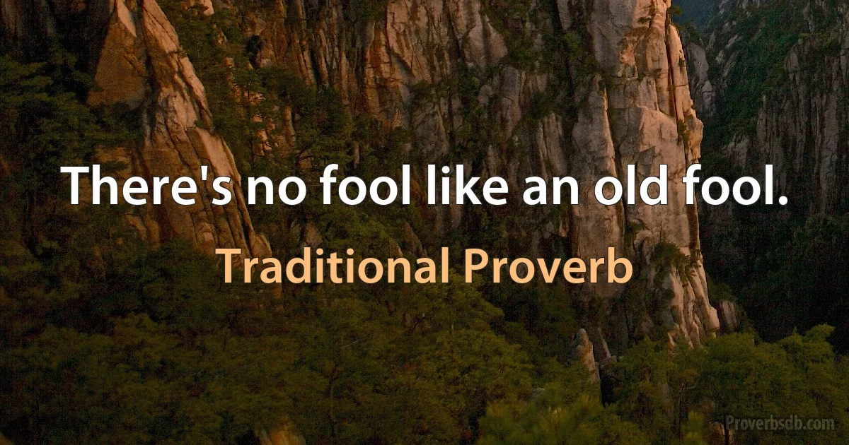 There's no fool like an old fool. (Traditional Proverb)