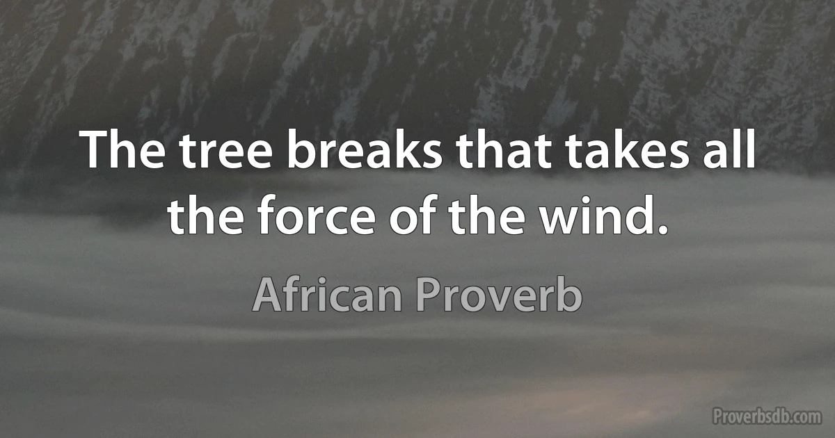 The tree breaks that takes all the force of the wind. (African Proverb)