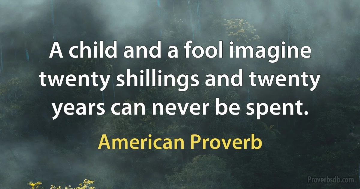 A child and a fool imagine twenty shillings and twenty years can never be spent. (American Proverb)