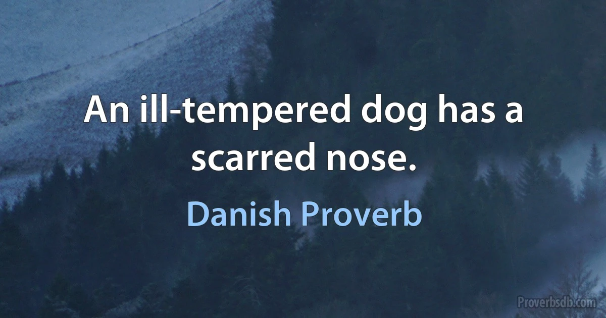 An ill-tempered dog has a scarred nose. (Danish Proverb)