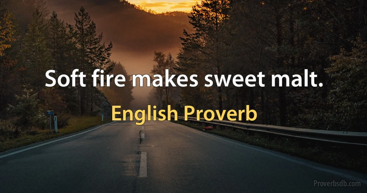 Soft fire makes sweet malt. (English Proverb)