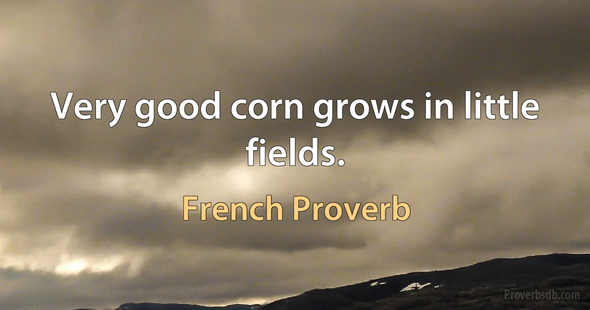 Very good corn grows in little fields. (French Proverb)