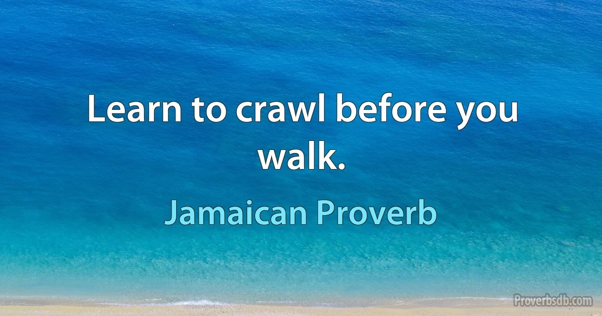 Learn to crawl before you walk. (Jamaican Proverb)