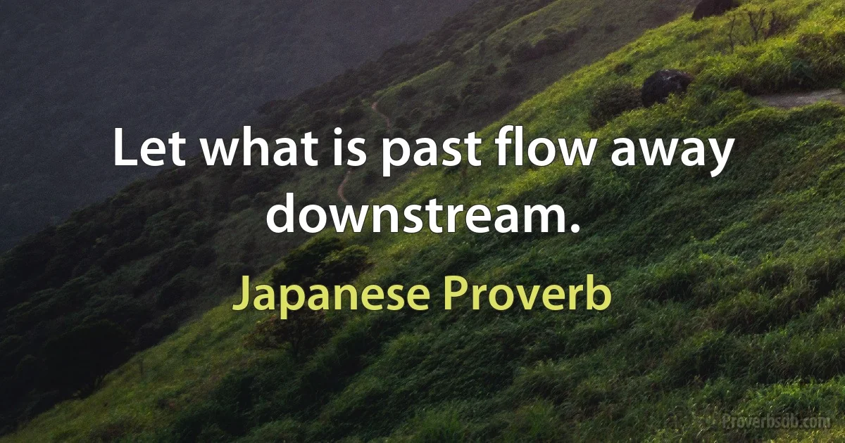 Let what is past flow away downstream. (Japanese Proverb)