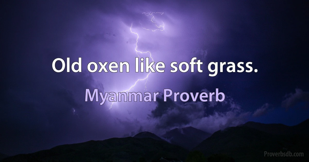 Old oxen like soft grass. (Myanmar Proverb)