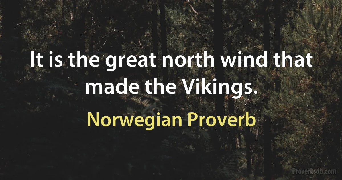 It is the great north wind that made the Vikings. (Norwegian Proverb)