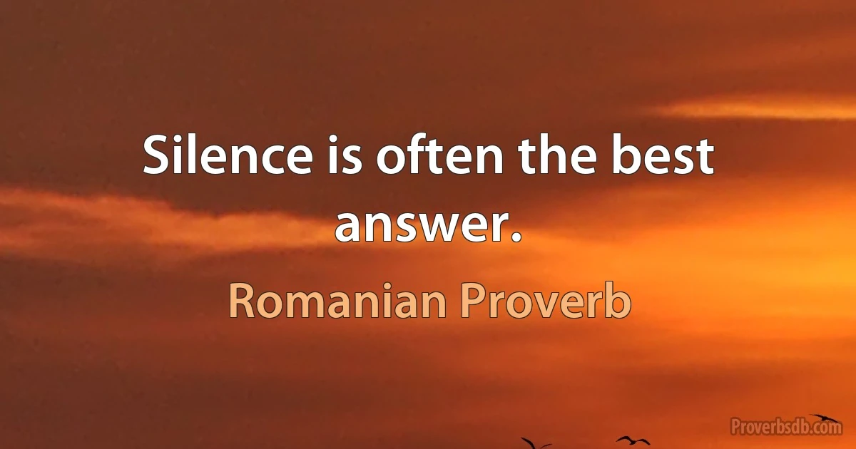 Silence is often the best answer. (Romanian Proverb)