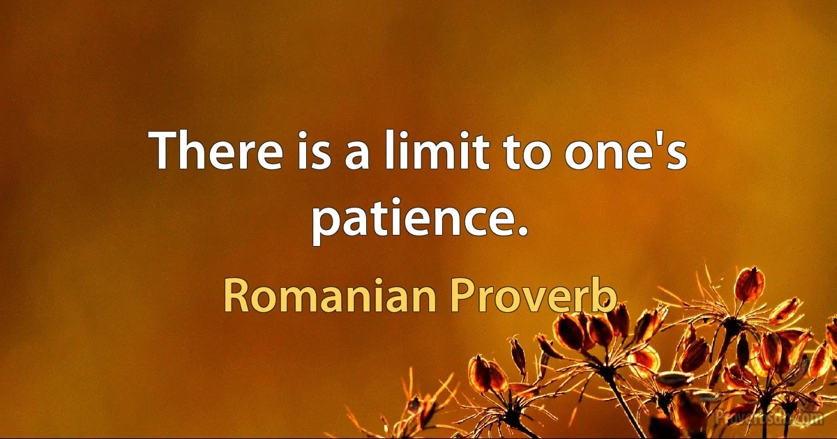 There is a limit to one's patience. (Romanian Proverb)