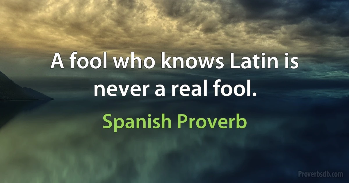 A fool who knows Latin is never a real fool. (Spanish Proverb)