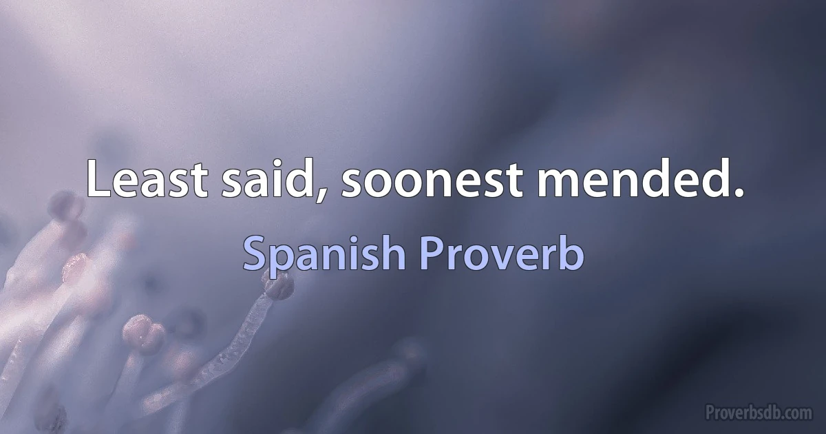 Least said, soonest mended. (Spanish Proverb)