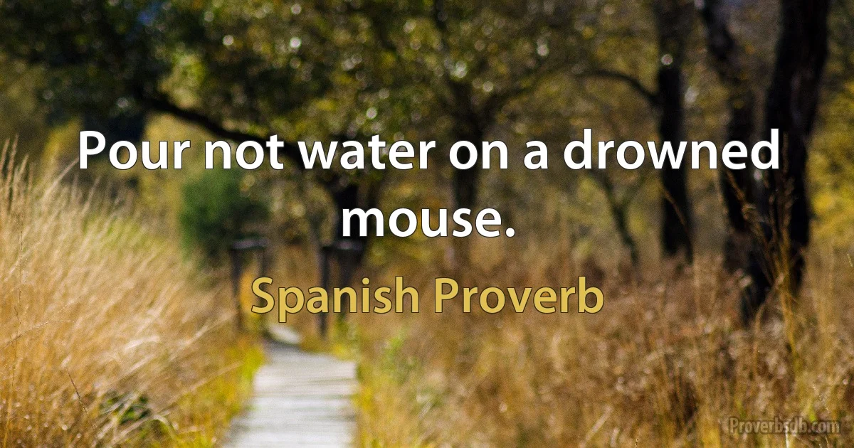 Pour not water on a drowned mouse. (Spanish Proverb)