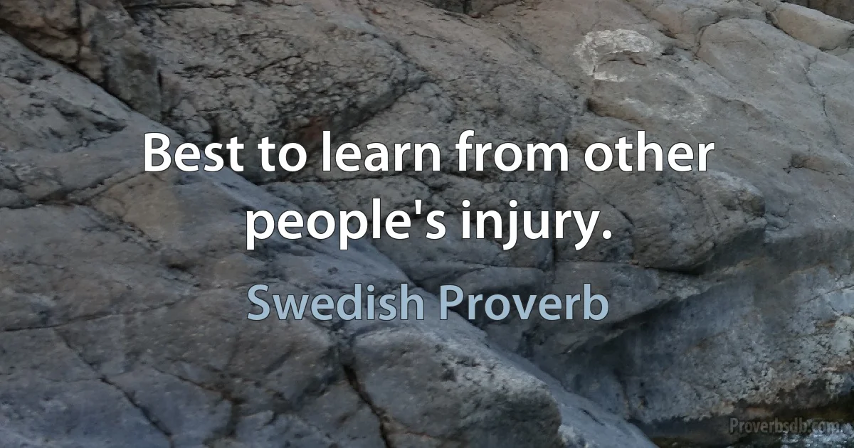 Best to learn from other people's injury. (Swedish Proverb)