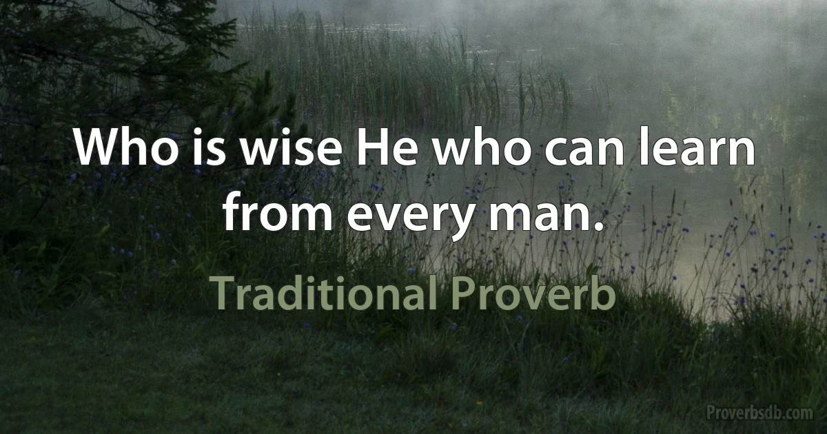 Who is wise He who can learn from every man. (Traditional Proverb)