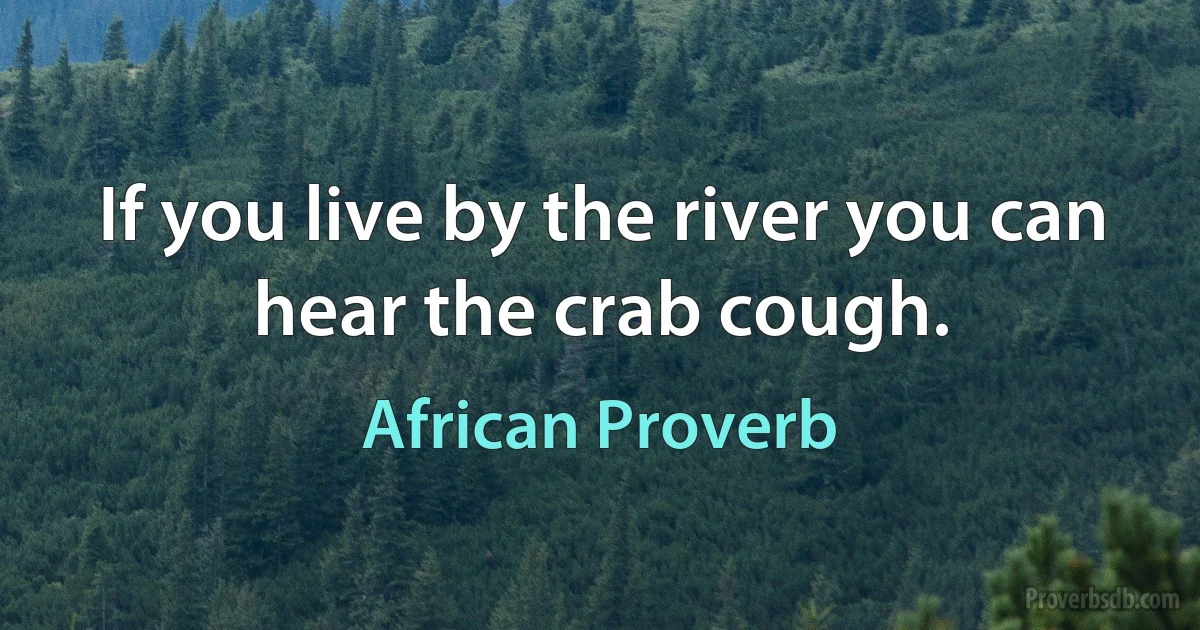 If you live by the river you can hear the crab cough. (African Proverb)