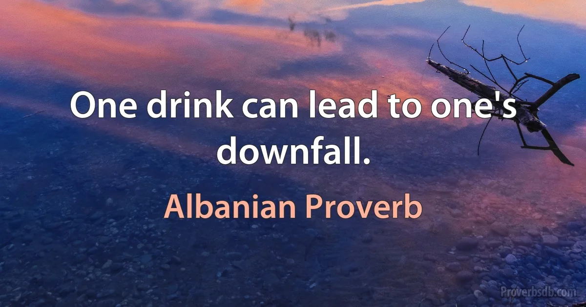 One drink can lead to one's downfall. (Albanian Proverb)