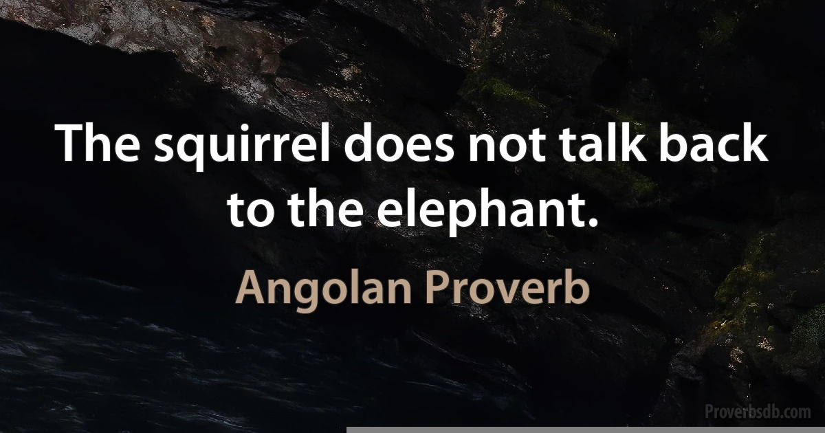 The squirrel does not talk back to the elephant. (Angolan Proverb)