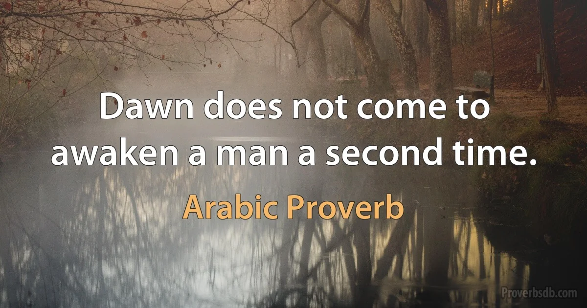 Dawn does not come to awaken a man a second time. (Arabic Proverb)