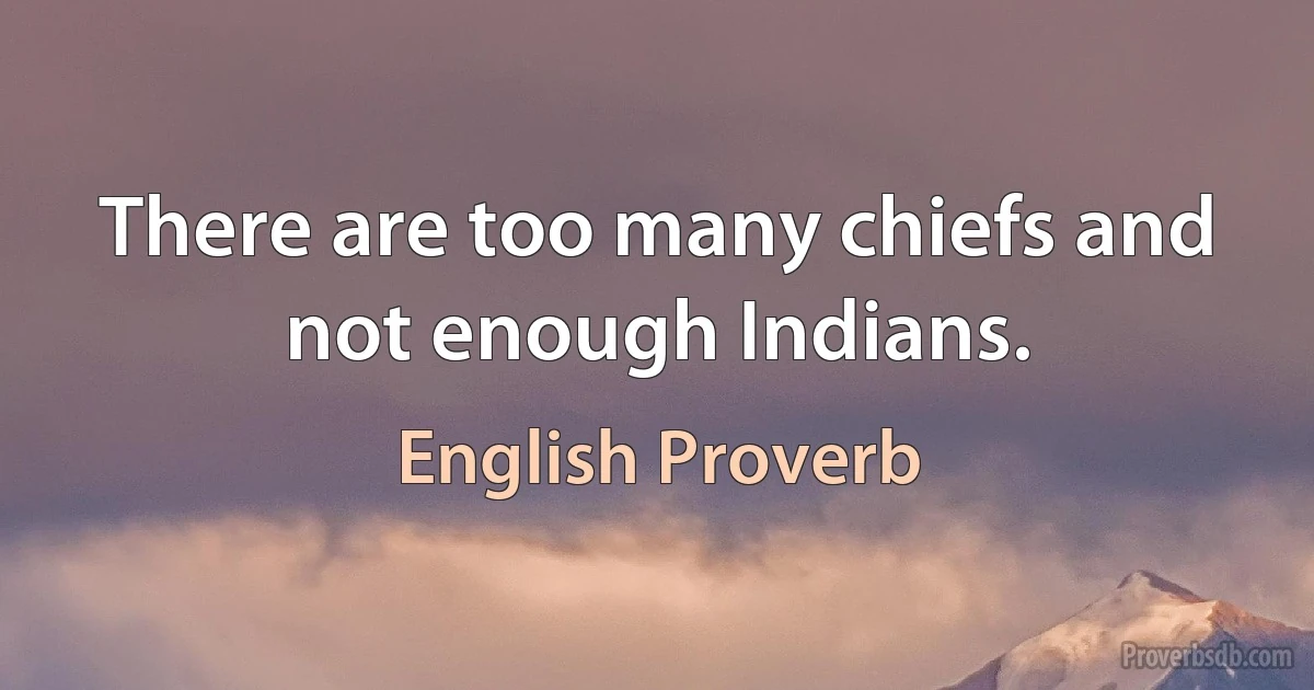 There are too many chiefs and not enough Indians. (English Proverb)