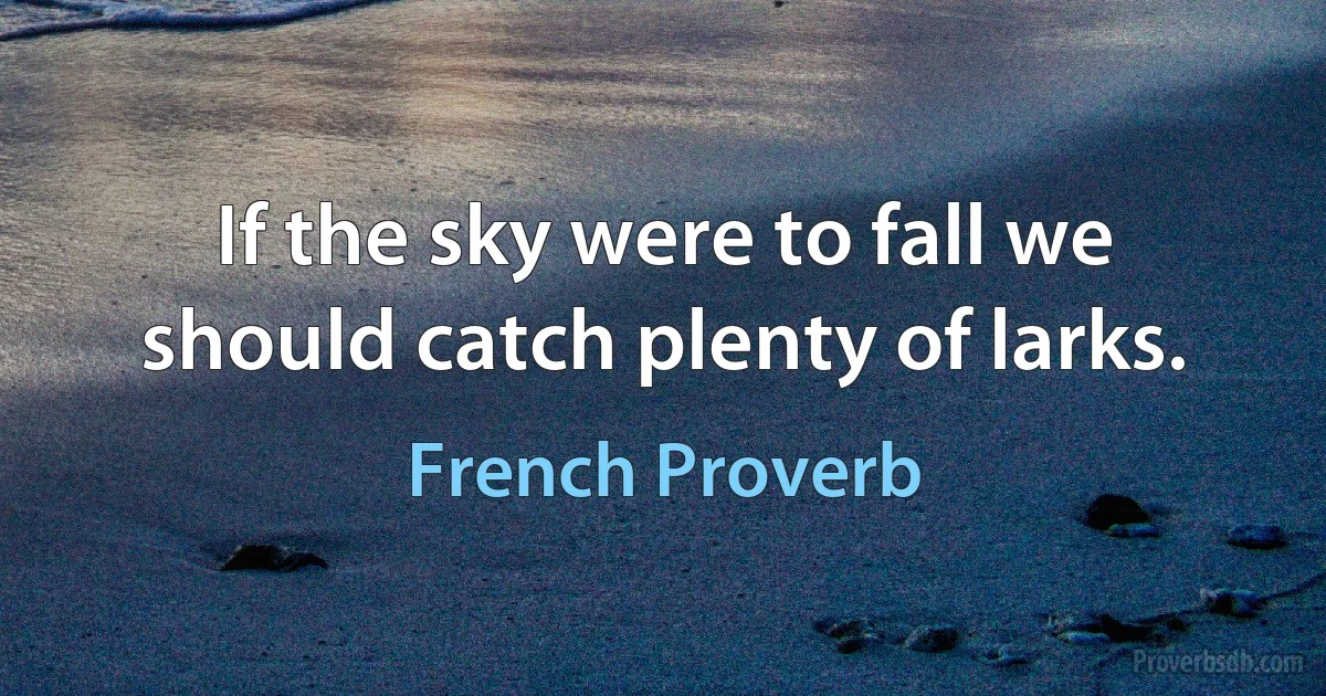 If the sky were to fall we should catch plenty of larks. (French Proverb)