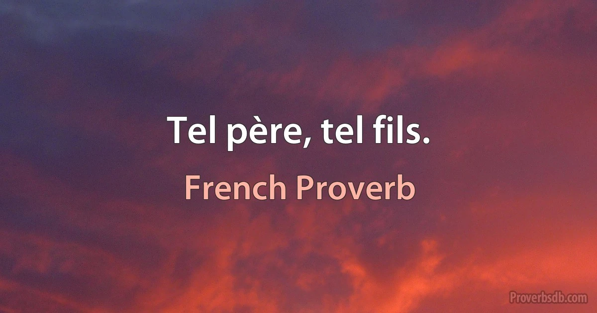 Tel père, tel fils. (French Proverb)