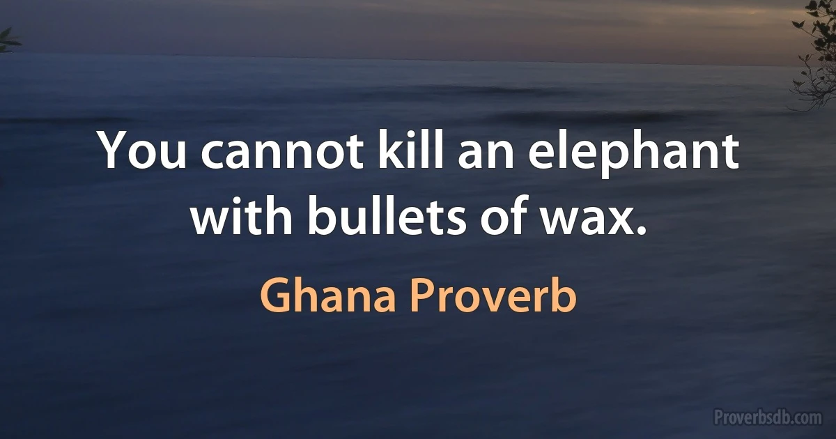 You cannot kill an elephant with bullets of wax. (Ghana Proverb)