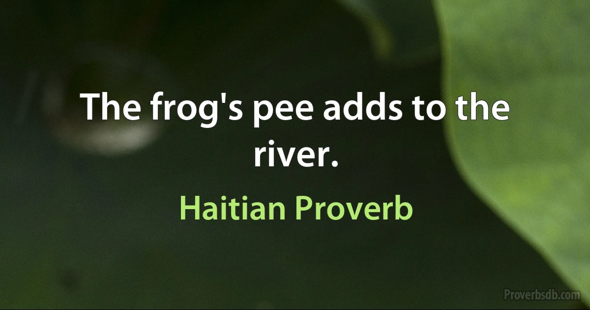 The frog's pee adds to the river. (Haitian Proverb)