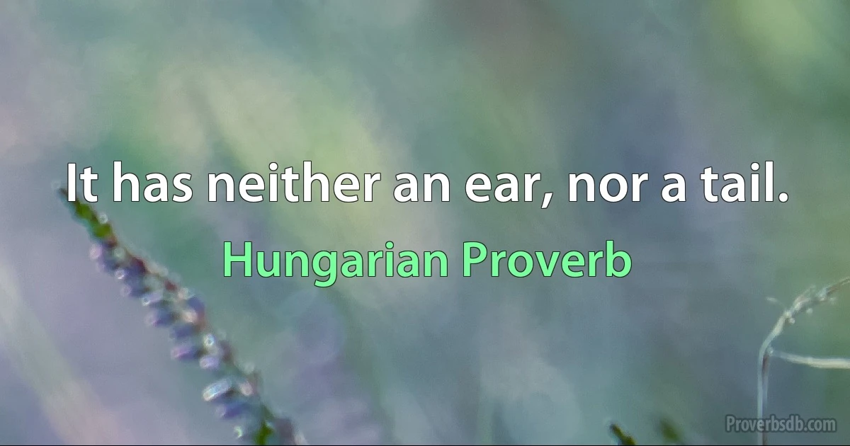 It has neither an ear, nor a tail. (Hungarian Proverb)