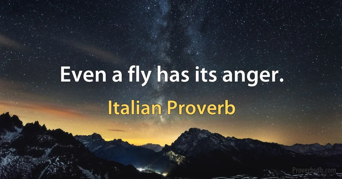 Even a fly has its anger. (Italian Proverb)