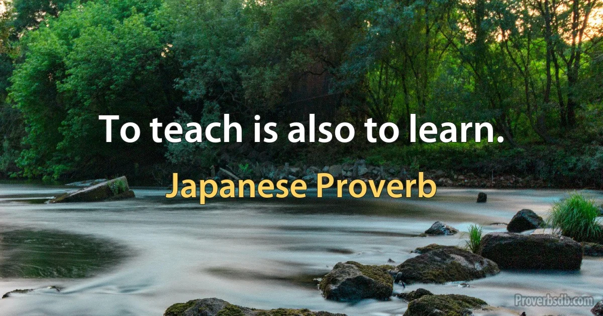 To teach is also to learn. (Japanese Proverb)