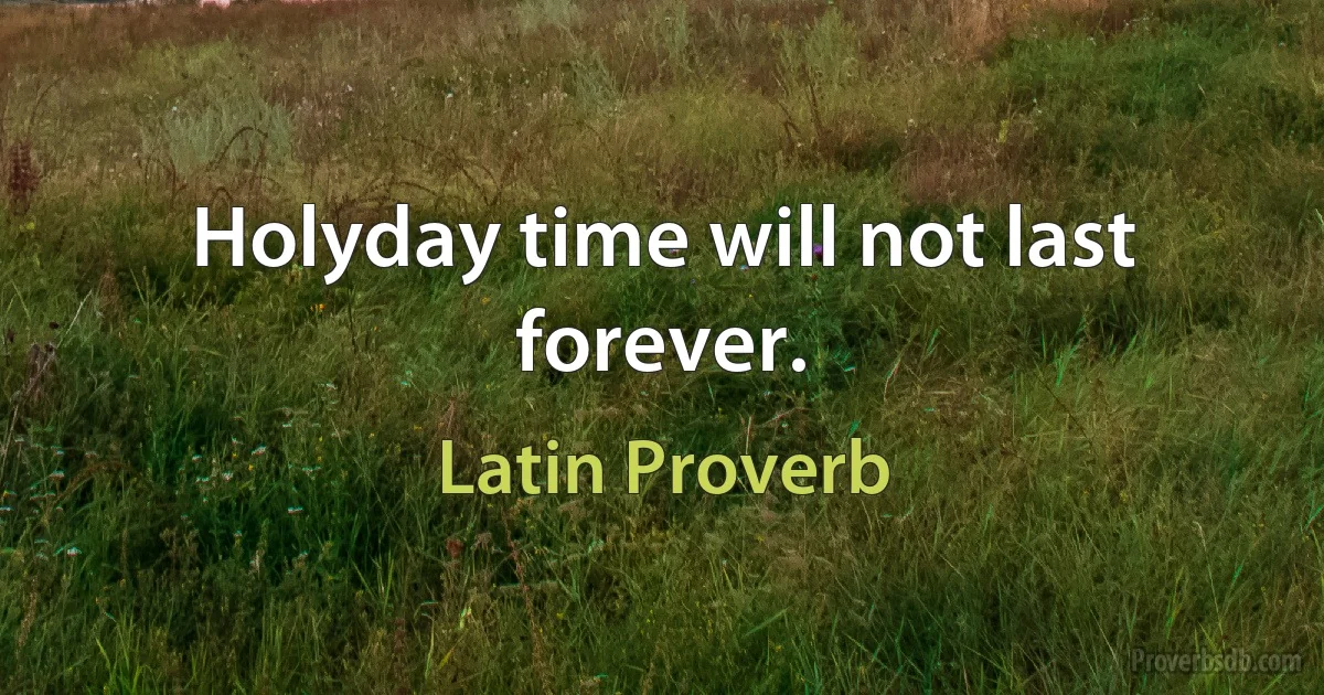 Holyday time will not last forever. (Latin Proverb)