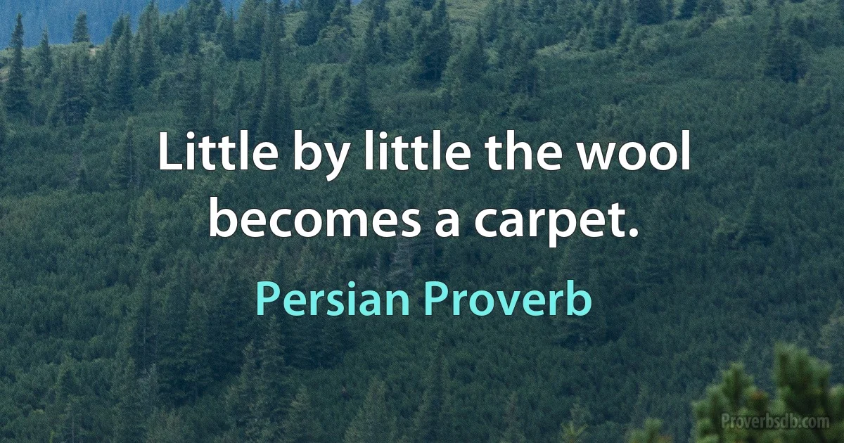 Little by little the wool becomes a carpet. (Persian Proverb)