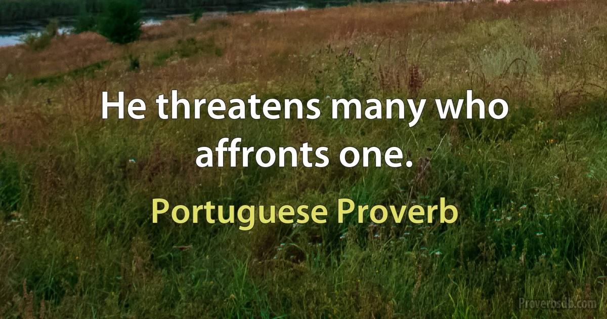 He threatens many who affronts one. (Portuguese Proverb)