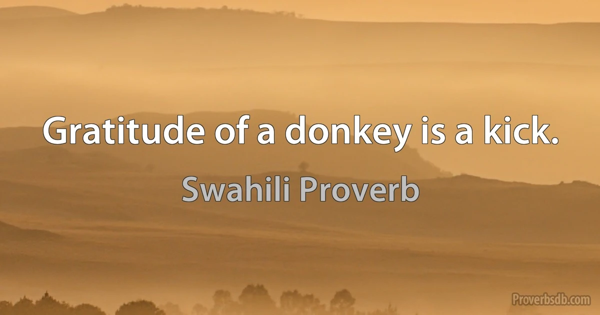 Gratitude of a donkey is a kick. (Swahili Proverb)