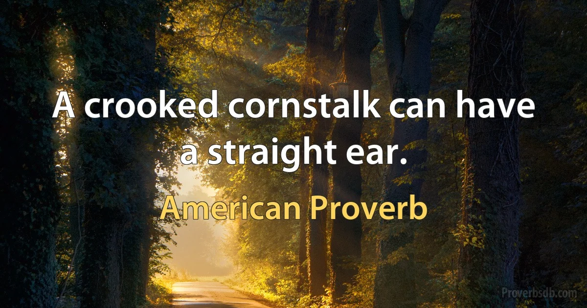 A crooked cornstalk can have a straight ear. (American Proverb)