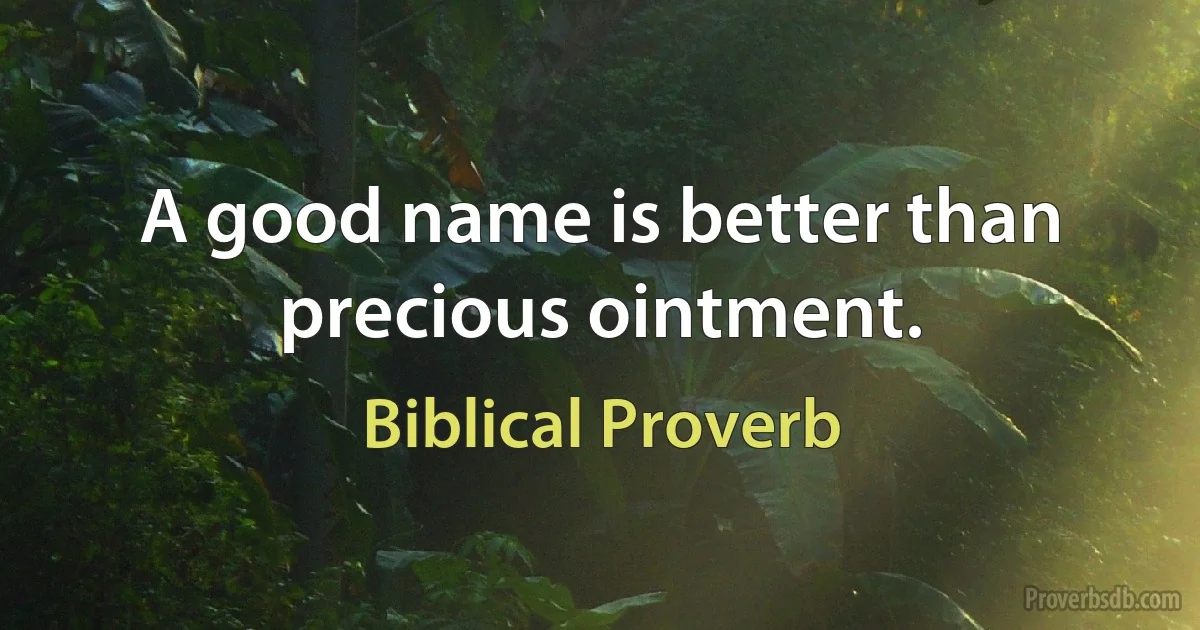 A good name is better than precious ointment. (Biblical Proverb)