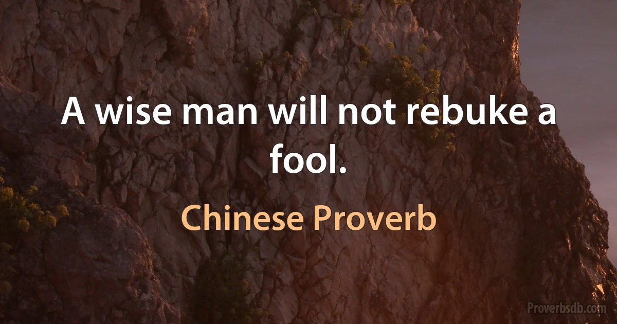 A wise man will not rebuke a fool. (Chinese Proverb)