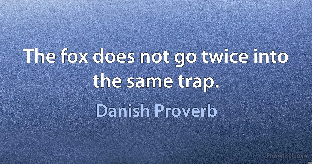 The fox does not go twice into the same trap. (Danish Proverb)