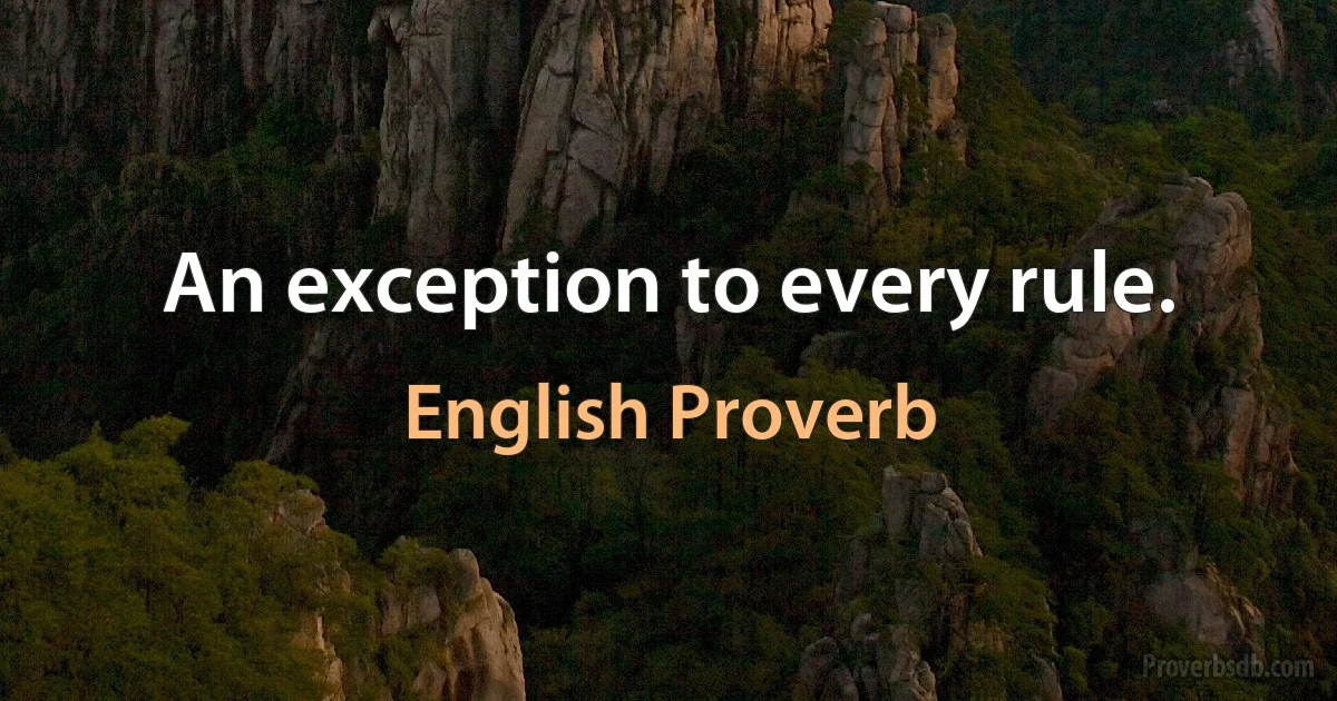 An exception to every rule. (English Proverb)