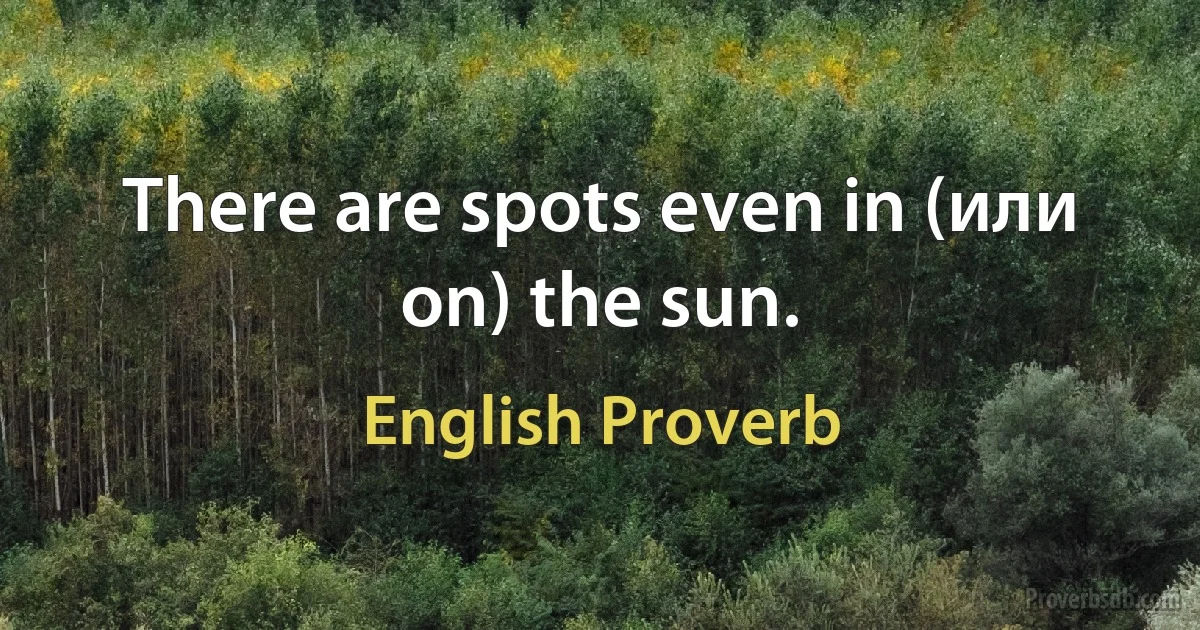 There are spots even in (или on) the sun. (English Proverb)