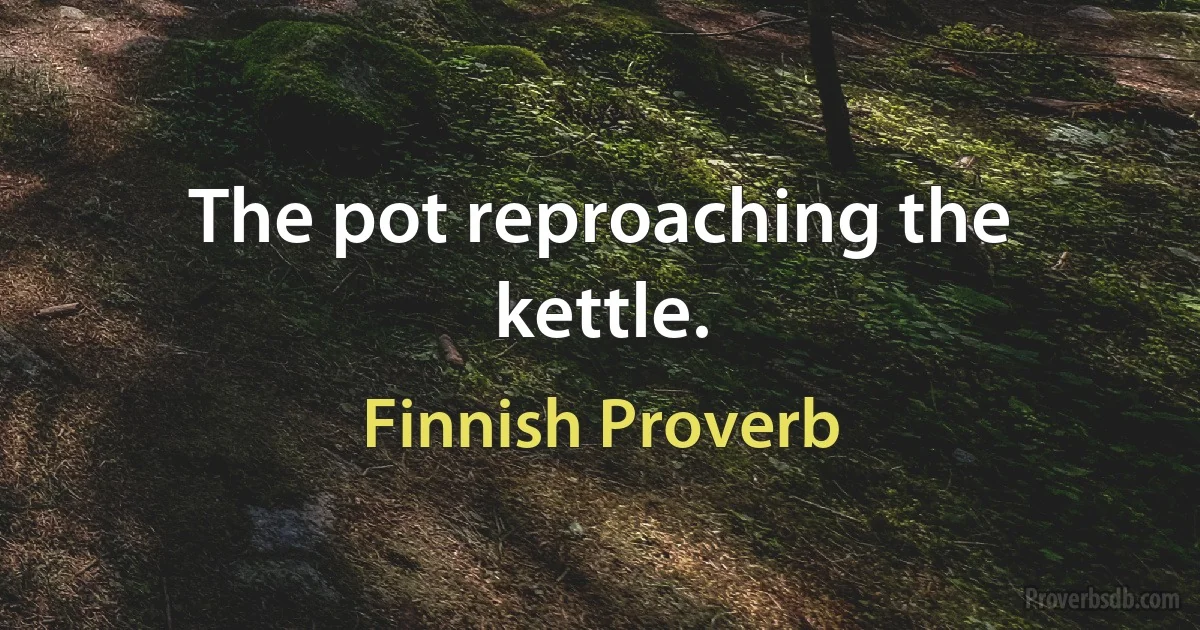 The pot reproaching the kettle. (Finnish Proverb)