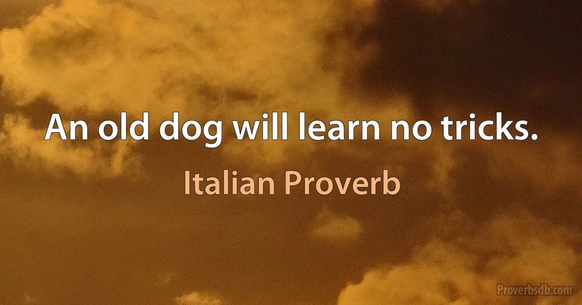 An old dog will learn no tricks. (Italian Proverb)