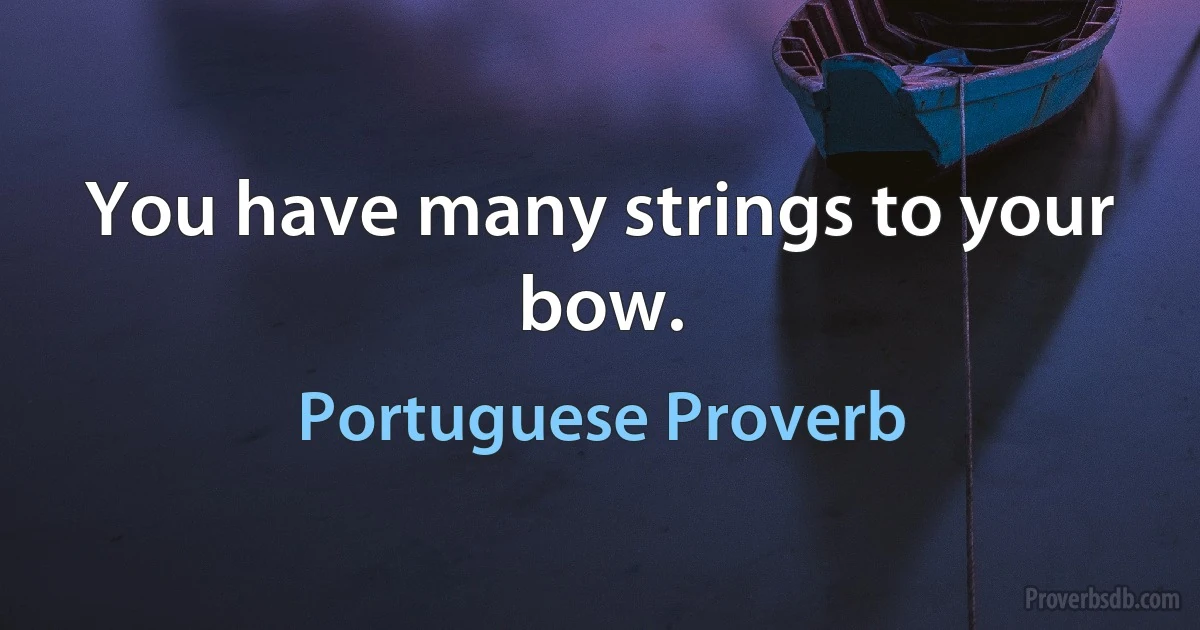 You have many strings to your bow. (Portuguese Proverb)