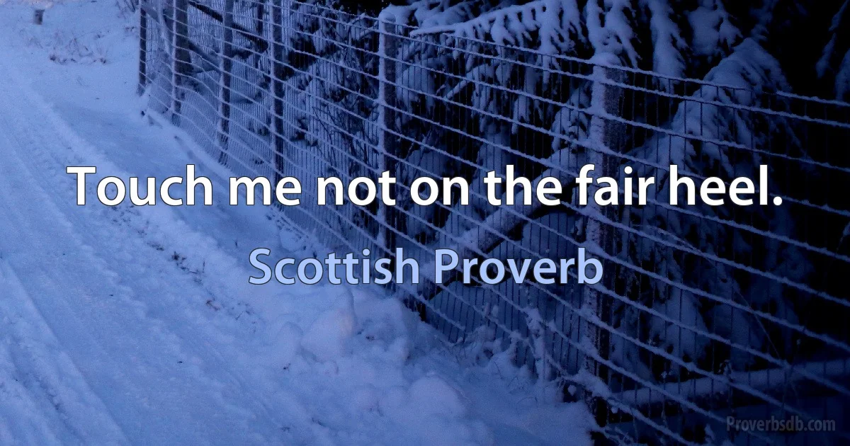 Touch me not on the fair heel. (Scottish Proverb)