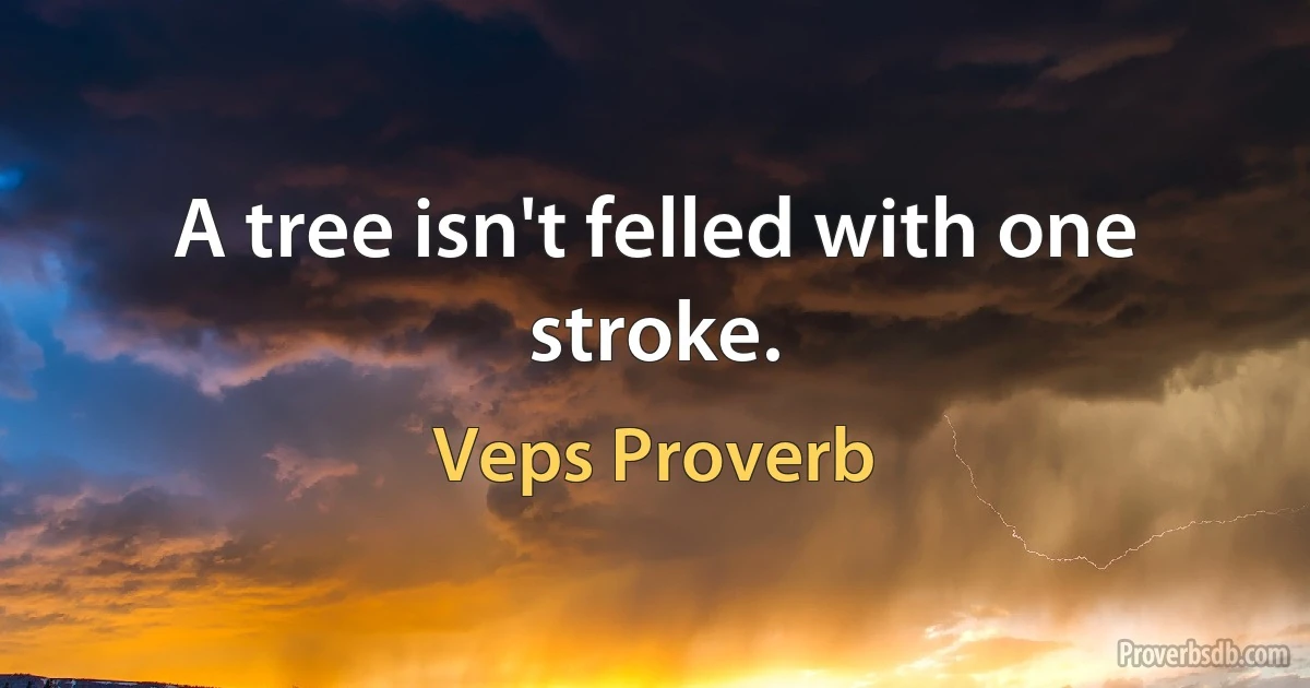 A tree isn't felled with one stroke. (Veps Proverb)