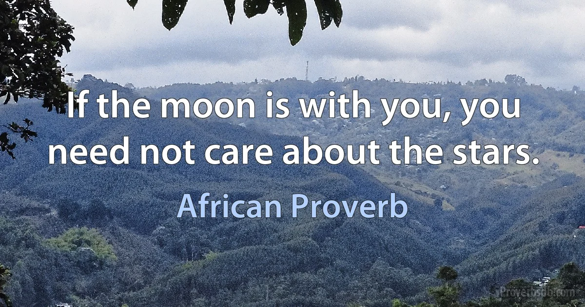 If the moon is with you, you need not care about the stars. (African Proverb)