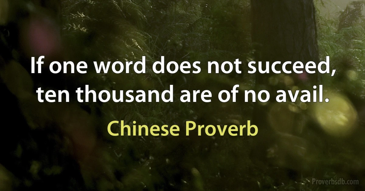 If one word does not succeed, ten thousand are of no avail. (Chinese Proverb)