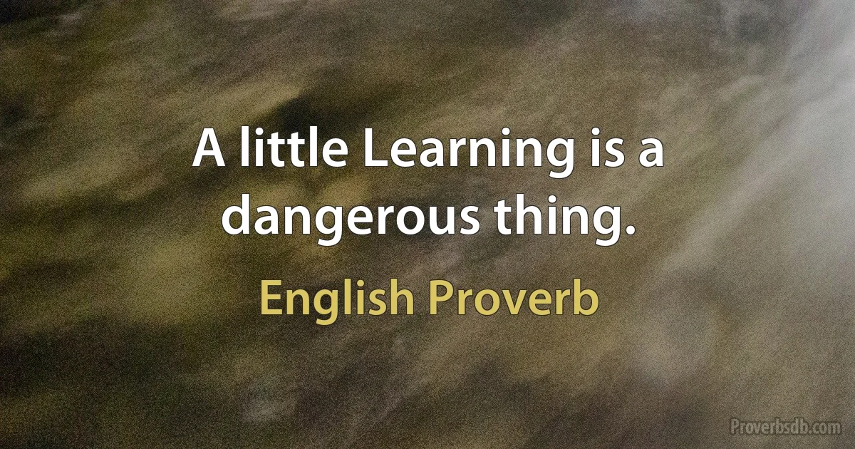 A little Learning is a dangerous thing. (English Proverb)