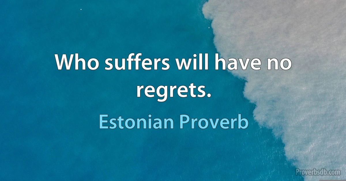 Who suffers will have no regrets. (Estonian Proverb)