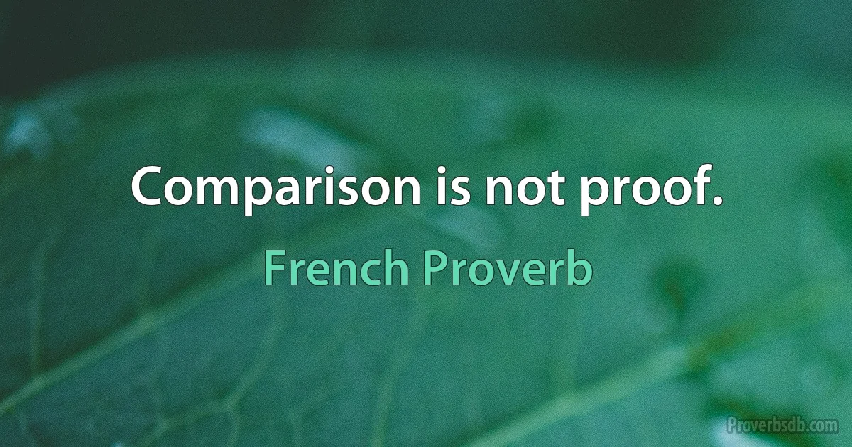 Comparison is not proof. (French Proverb)